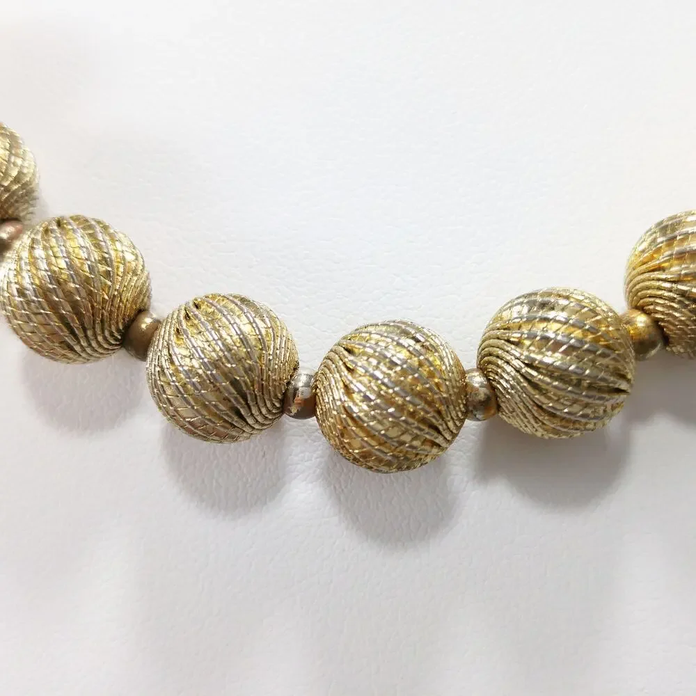 Vintage Napier Gold Textured Bead Necklace 1950s Signed 17” - Picture 10 of 10